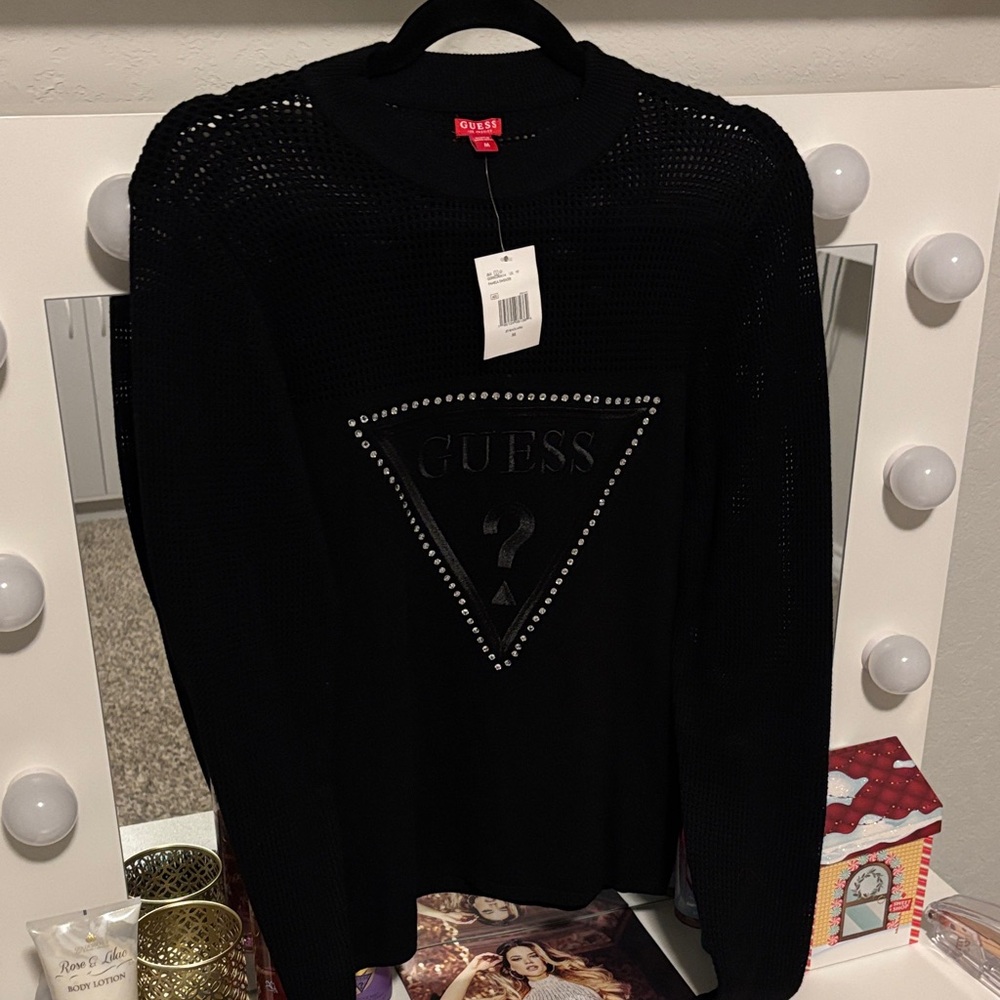 GUESS Black Knit Sweatshirt with Logo